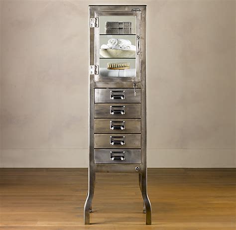 pharmacy large bath cabinet burnished steel|pharmacy large bath cabinet with drawers burnished steel.